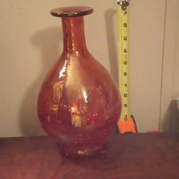 Other - GUC - 11" Cracked Burned Orange Red Vase